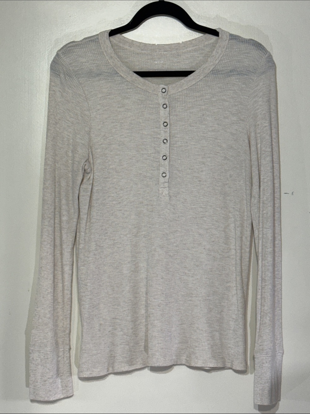aerie Cream Ribbed Henley Top